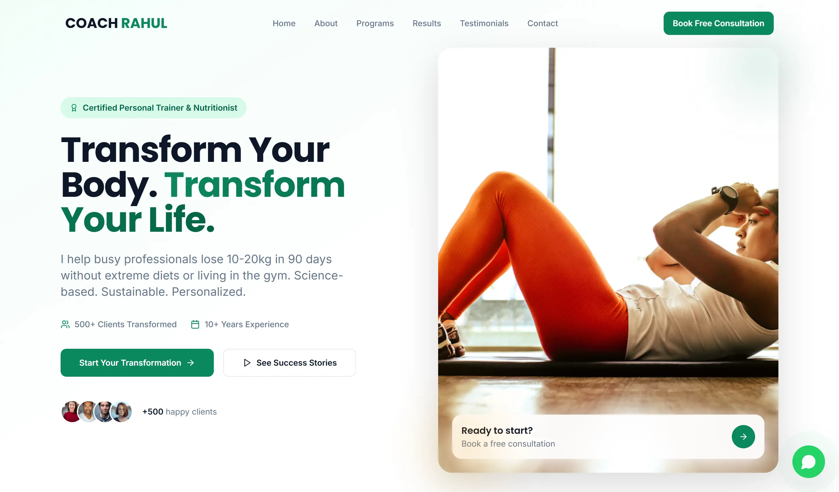 COACH personal trainer website design