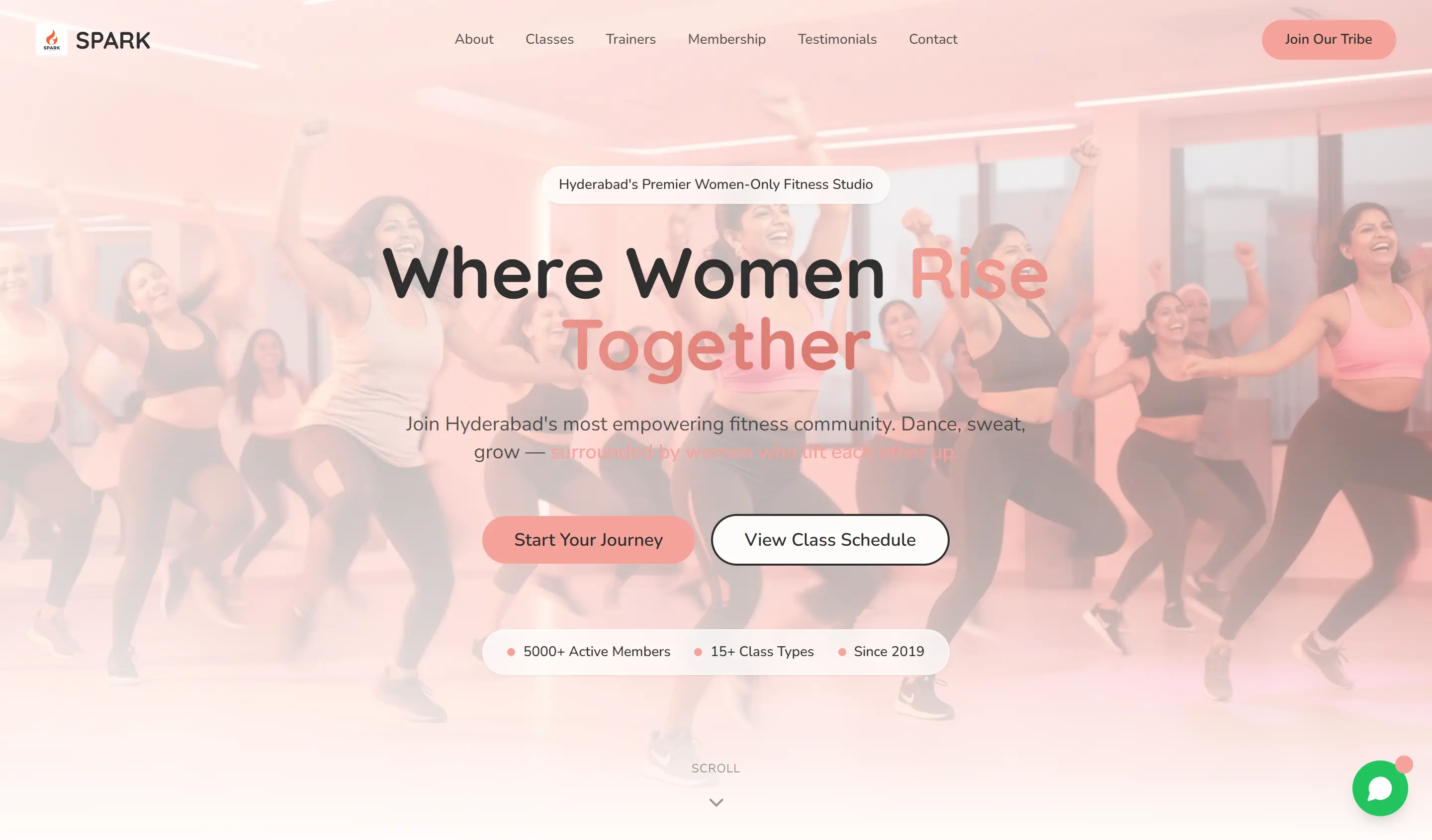 SPARK women's fitness studio website design
